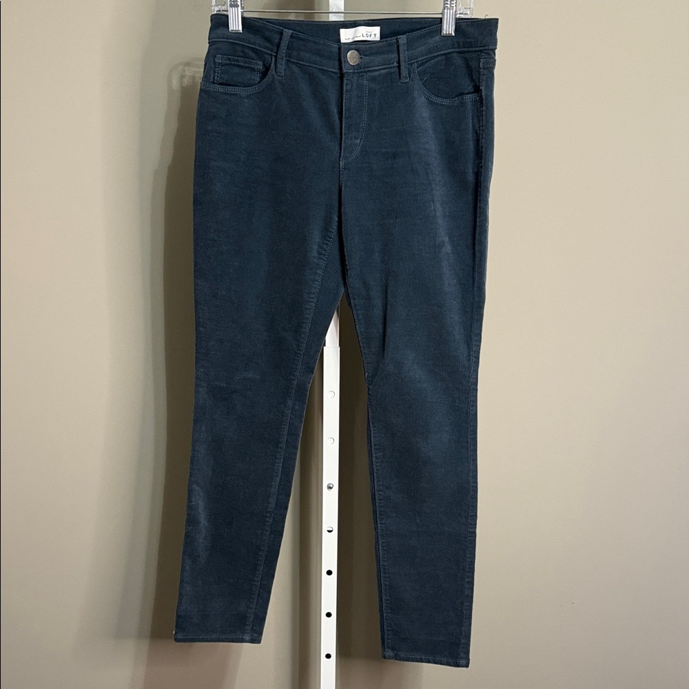 LOFT Modern Skinny Corduroy Pants 29P 8 Blue Stretch Soft Fall Winter Casual